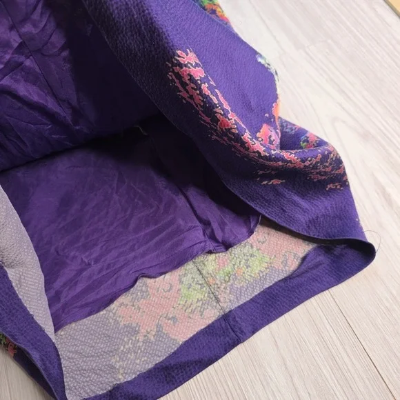 Halston Heritage Woman's Silk Dress Size 4 Twist‎ Front Halter Midi Floral Blue - Picture 10 of 13